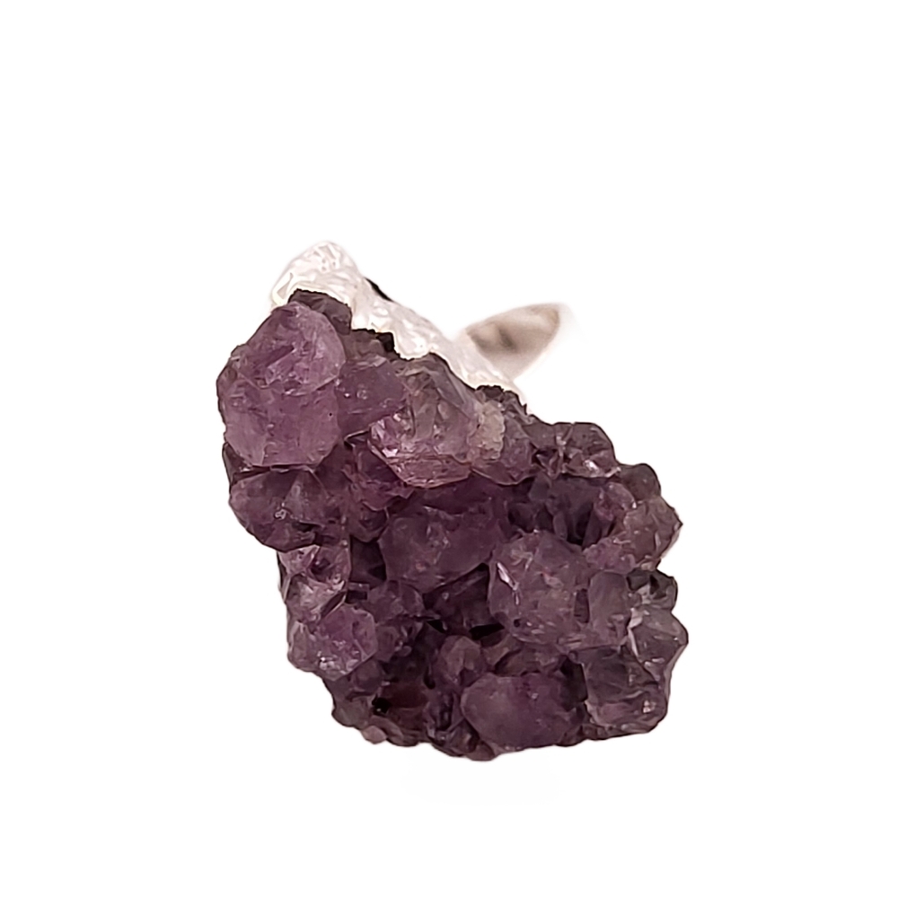 Natural Amethyst Silver Adjustable Ring Nasar7 - image 1